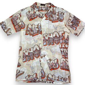 Vintage By George Graphic Retro Short Sleeve Button Down 70s 80s NYC LA Medium